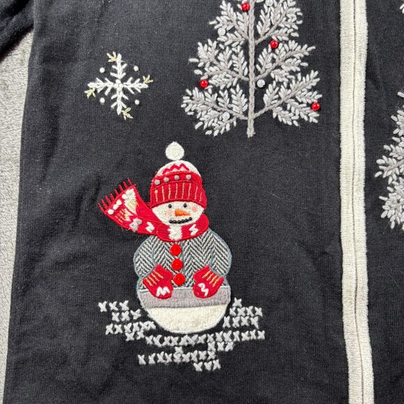 Designers Originals Full Zip Sweater Lightweight Snowman Snowflake Large I190 - Picture 8 of 8